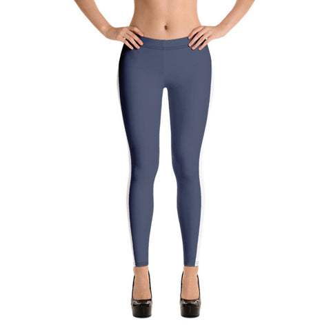 Image of Leggings - blue with white stripe