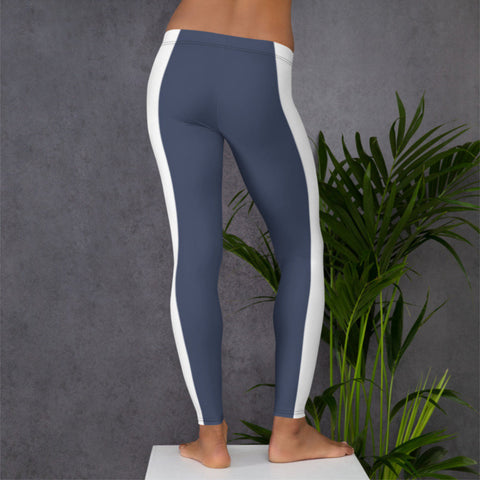 Image of Leggings - blue with white stripe