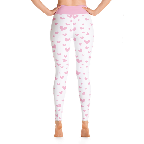 Image of Yoga Leggings- Pink Hearts Design