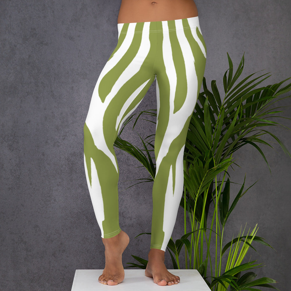 Leggings Zebra Pattern Nature Green