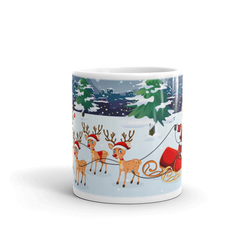 Santa on a Sled Christmas Mug