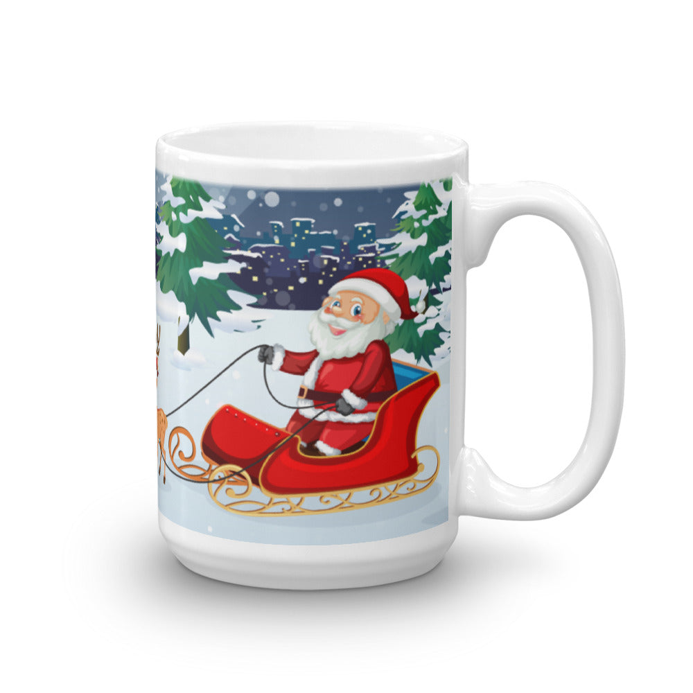 Santa on a Sled Christmas Mug