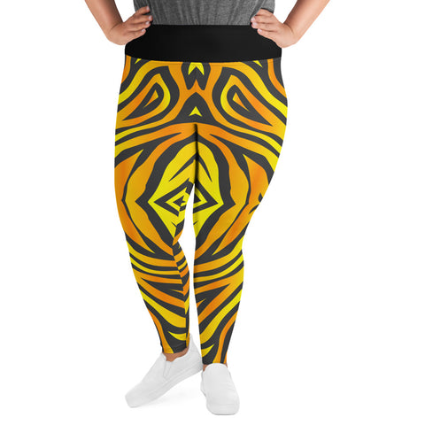 Image of Plus Size Leggings with Tiger Pattern