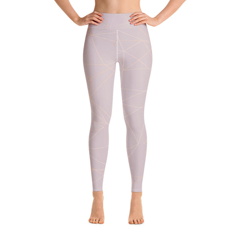 Image of Old Rose with Gold Geometric Print Yoga Leggings