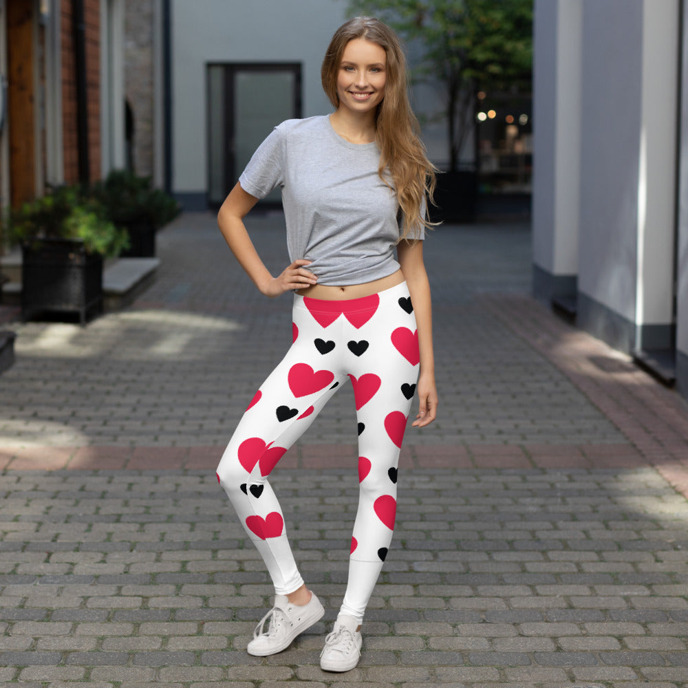 Black and Red Hearts Leggings