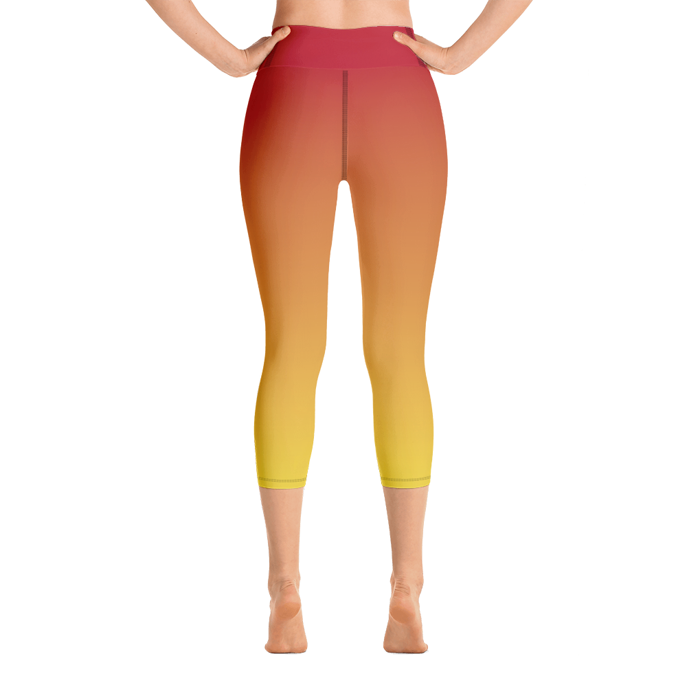 Red & Yellow Ombre Yoga Capri Leggings
