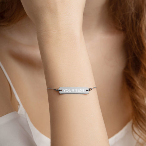 Image of Engraved Silver Bar Chain Bracelet - Add your own design or text