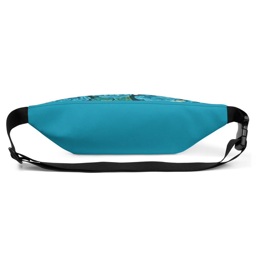 Teal Retro Flowers Fanny Pack