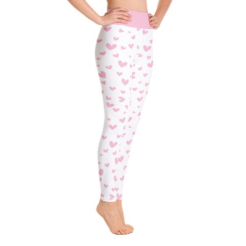 Image of Yoga Leggings- Pink Hearts Design