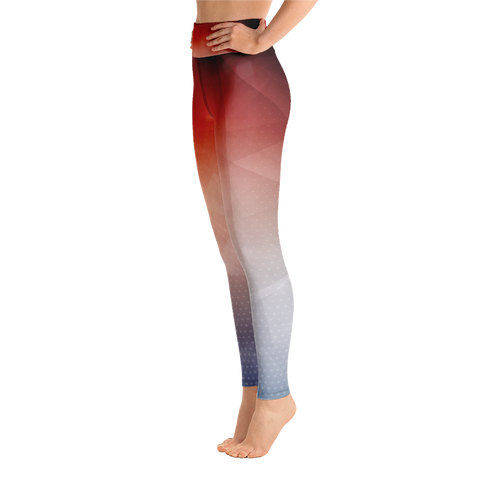 Image of Red and Blue Abstract Yoga Leggings (Don't Stop)
