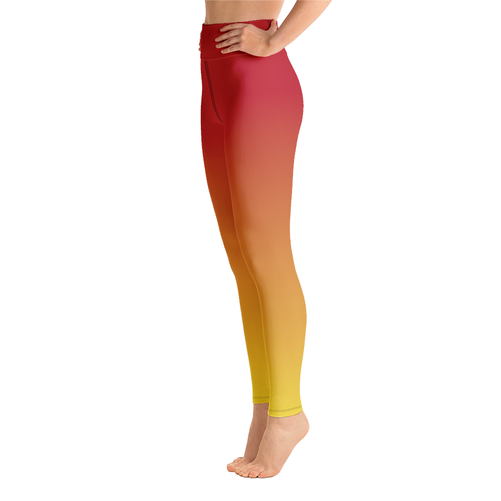 Red & Yellow Ombre Yoga Leggings