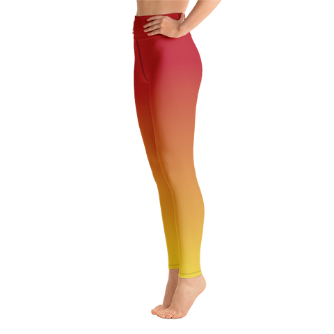 Image of Red & Yellow Ombre Yoga Leggings