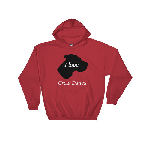 Image of I love Great Danes Hooded Sweatshirt