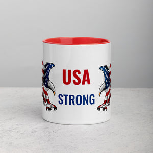 USA STRONG - Mug with American Eagles Red Color Inside