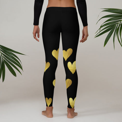 Image of Black with Gold Hearts Leggings