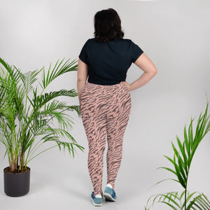 Pink Plus Size Leggings with Tiger Print