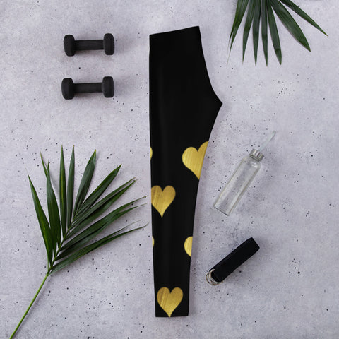 Image of Black with Gold Hearts Leggings