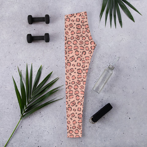 Image of Pastel Pink Leggings with Cheetah Print