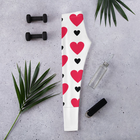 Image of Black and Red Hearts Leggings
