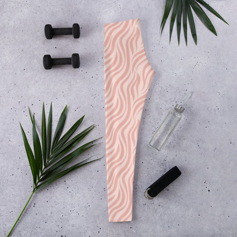 Image of Pastel Pink Leggings with Zebra Print