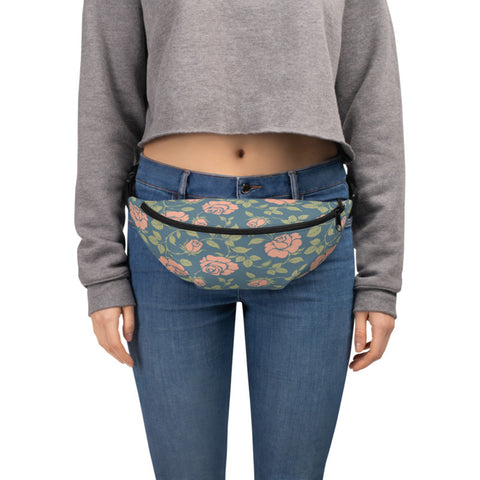 Image of Vintage Rose on Blue Fanny Pack