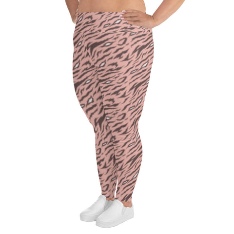 Image of Pink Plus Size Leggings with Tiger Print