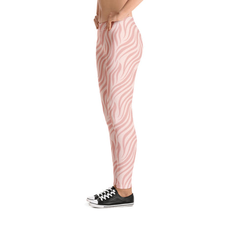 Image of Pastel Pink Leggings with Zebra Print
