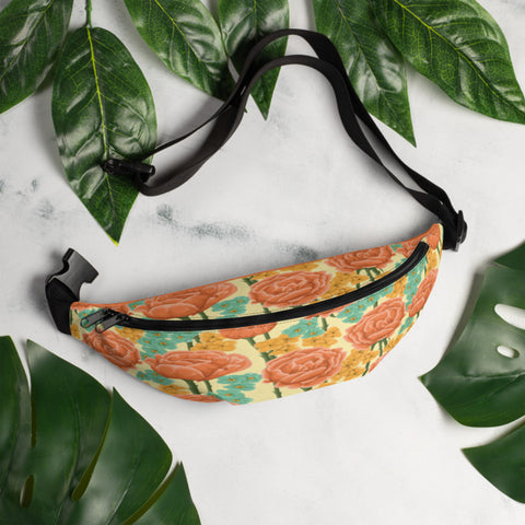 Image of Tangerine Retro Flowers Fanny Pack