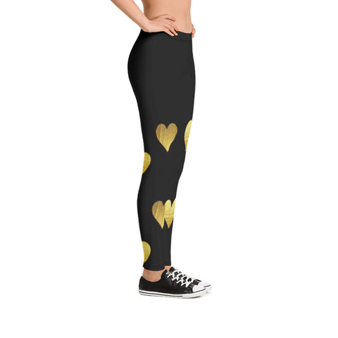 Image of Black with Gold Hearts Leggings