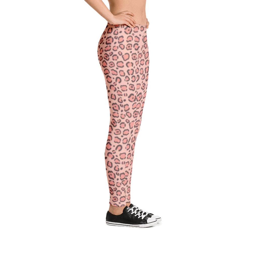 Pastel Pink Leggings with Cheetah Print