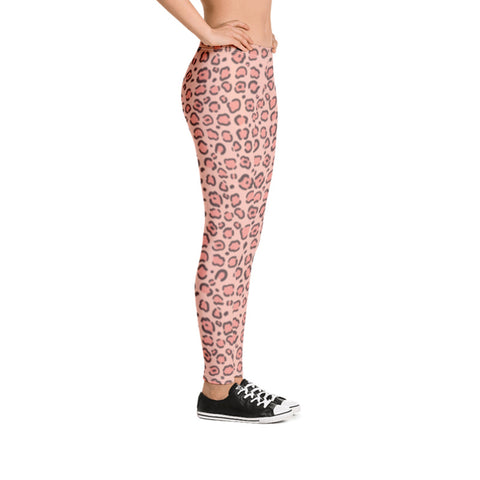 Image of Pastel Pink Leggings with Cheetah Print