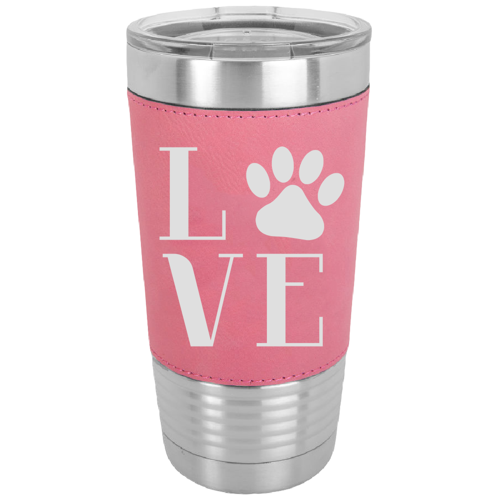 Love Pets - 20 oz. Laserable Leatherette Polar Camel Tumbler - fit most standard cup holders.