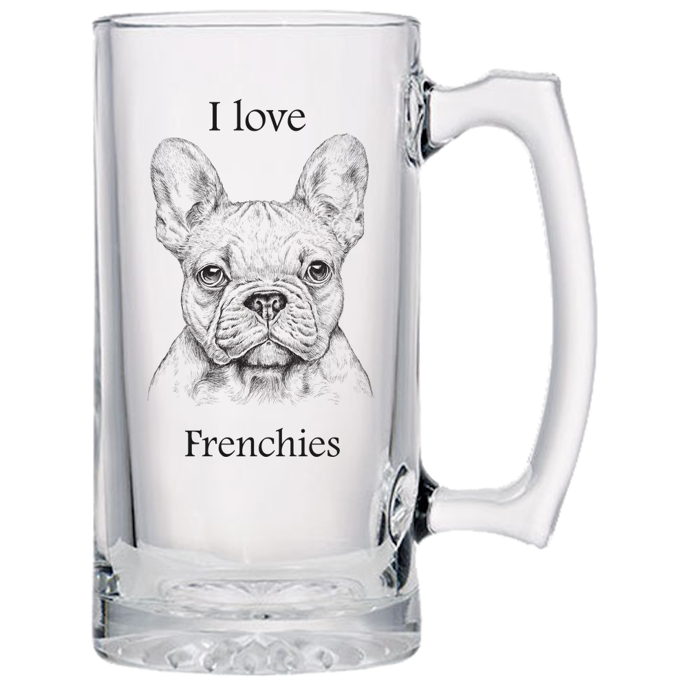 I love Frienchies Beer Mugs Laser Etched No Colored Art