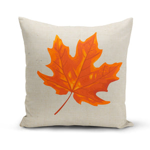 Orange Maple Leaf Pillow Cover