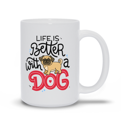 Image of Cartoon Pug Mugs | Life Is Better With A Dog