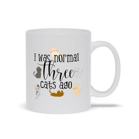 Image of I was normal 3 cats ago, cat love mug, cat mom mug, cat lover gift, cat mom