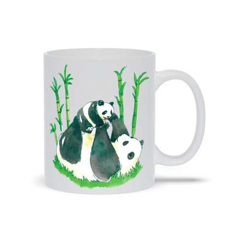 Image of Watercolor Panda Mug with Design on Both Sides