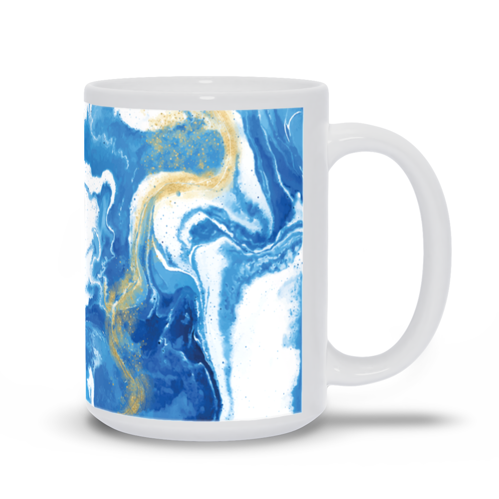 Mug with Blue and Gold Marble Print
