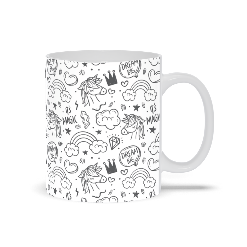 Mug with Hand Drawn Unicorn Design