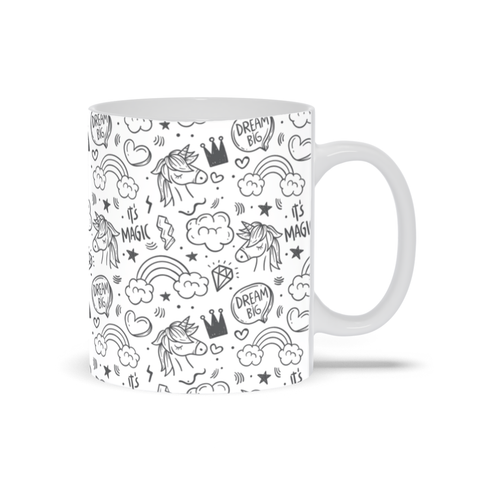Image of Mug with Hand Drawn Unicorn Design