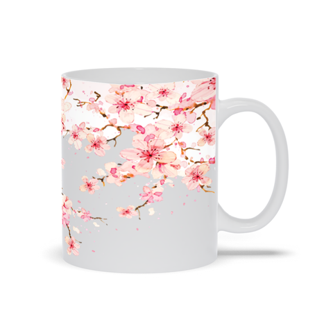 Image of Mug with Watercolor Cherry Blossom Design