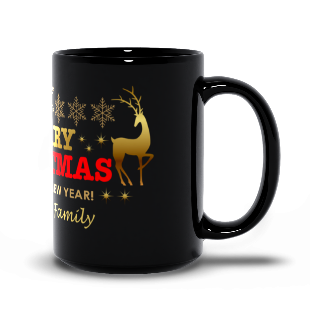 Merry Christmas Black Mugs Personalize This