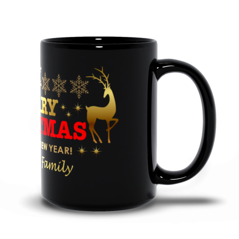 Image of Merry Christmas Black Mugs Personalize This