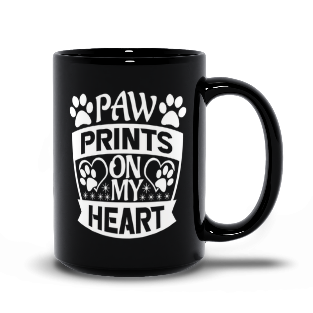 Black Mugs | Paw Prints On My Heart