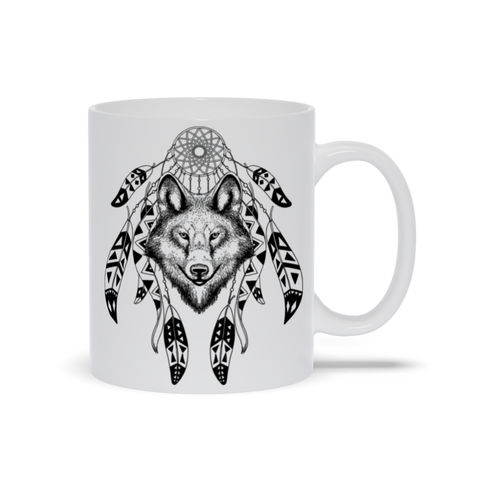 Image of Mug with Hand-drawn Boho Wolf