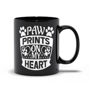 Black Mugs | Paw Prints On My Heart