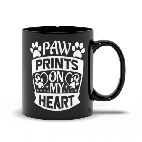 Image of Black Mugs | Paw Prints On My Heart