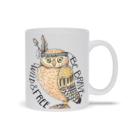 Image of Boho Owl Mug with Design on Both Sides