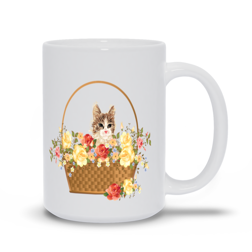 Mug with Cat in Basket Design
