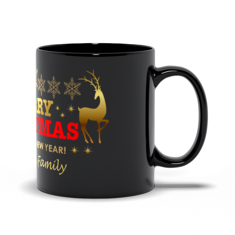 Image of Merry Christmas Black Mugs Personalize This